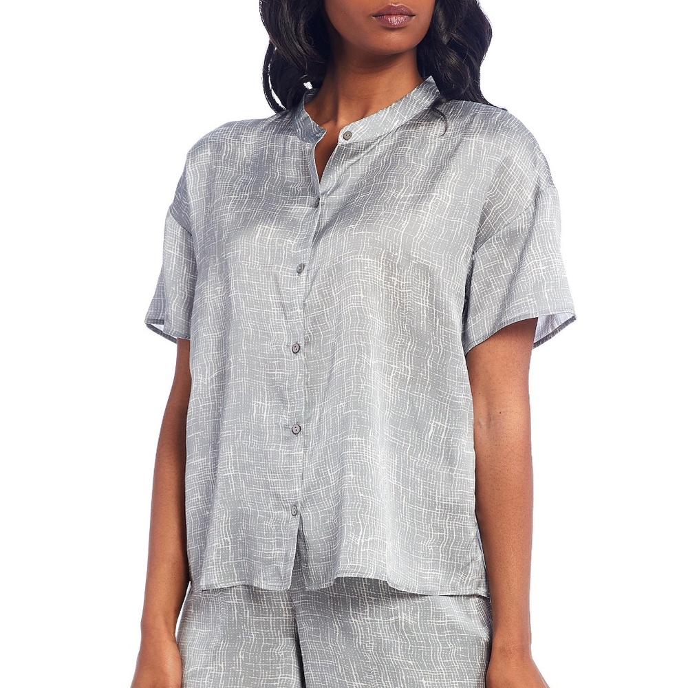 NEW*** Drift Silk Mandarin Collar Top